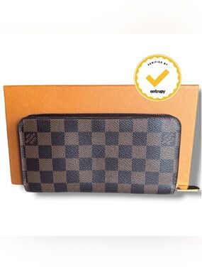 Louis Vuitton Zippy Wallet Damier Ebene Rose Ballerine N60046 COA + D/B + Box